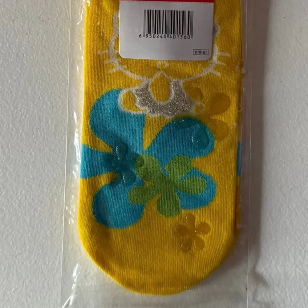 Sanrio Hello Kitty Yellow Tropical Floral Socks NEW 22-24cm